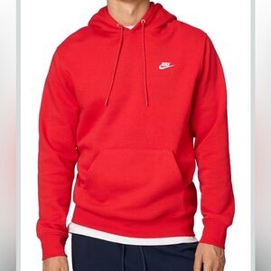 Nike Mens Sportswear Club Fleece Pullover Hoodie,Red,Small
